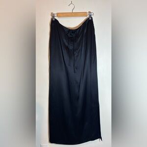 ❤️SOLD❤️ GIORGIO ARMANI Black 100% Silk Long Drawstring Skirt Borgo 21